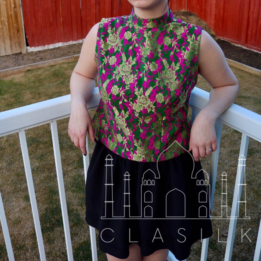 Hand Crafted Pink/Green top